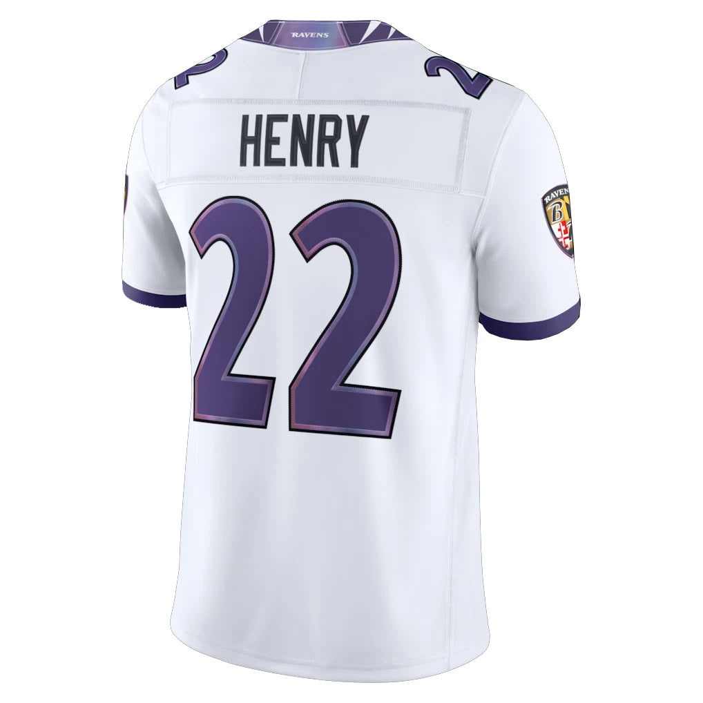 B.Ravens #22 Derrick Henry Player White Limited Elite Home Game Odoa Stitched Jerseys