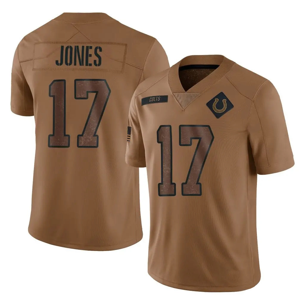 IN.Colts #17 Daniel Jones Player Brown Salute To Service Limited Odoa Stitched Jerseys