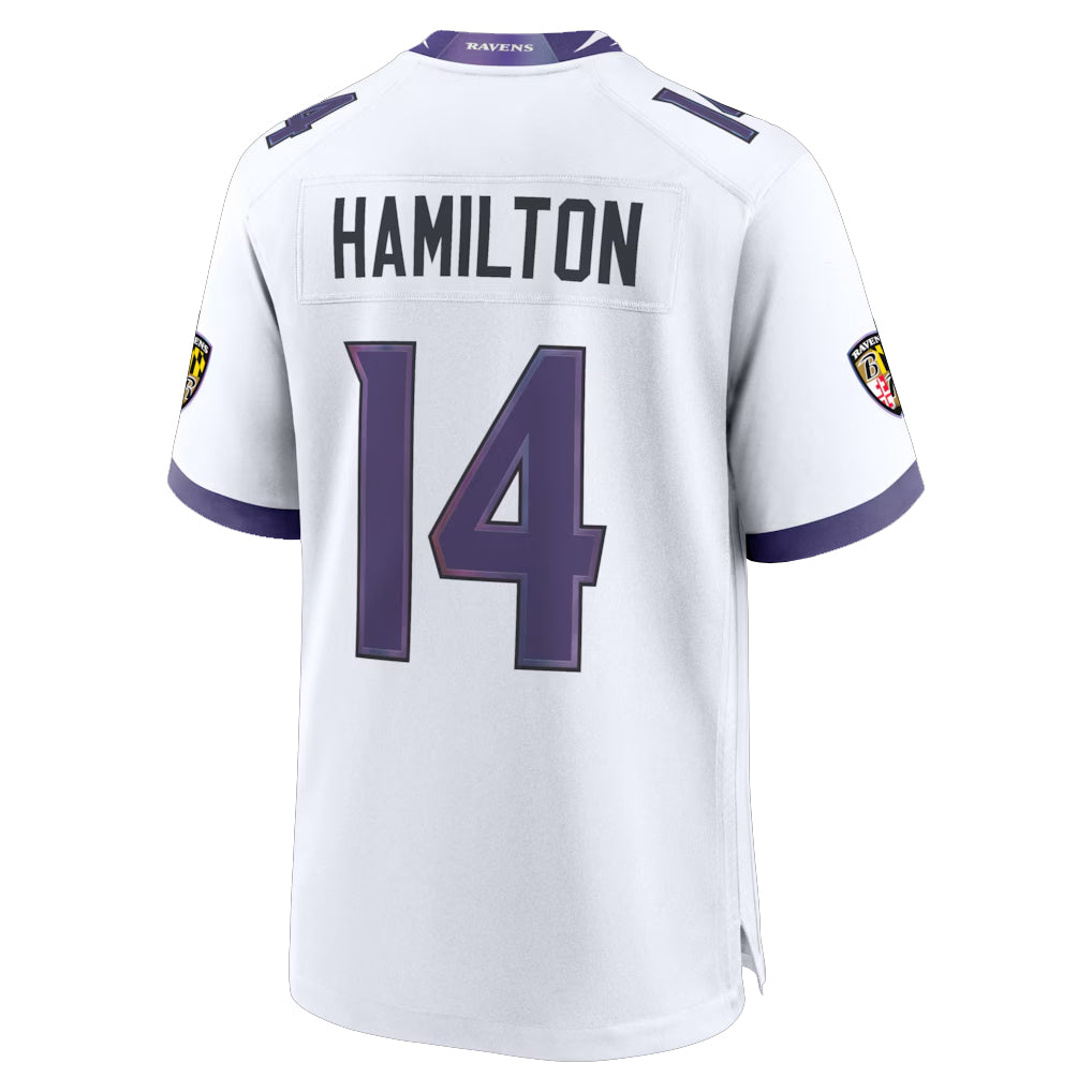 B.Ravens #14 Kyle Hamilton Player White Home Game Odoa Stitched Jerseys