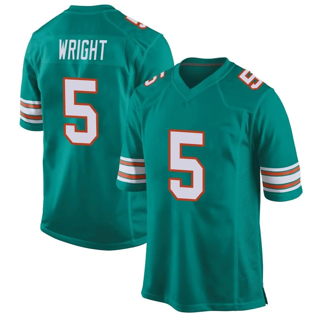 M.Dolphins #5 Jaylen Wright Player Aqua Alternate Home Game Odoa Stitched Jerseys