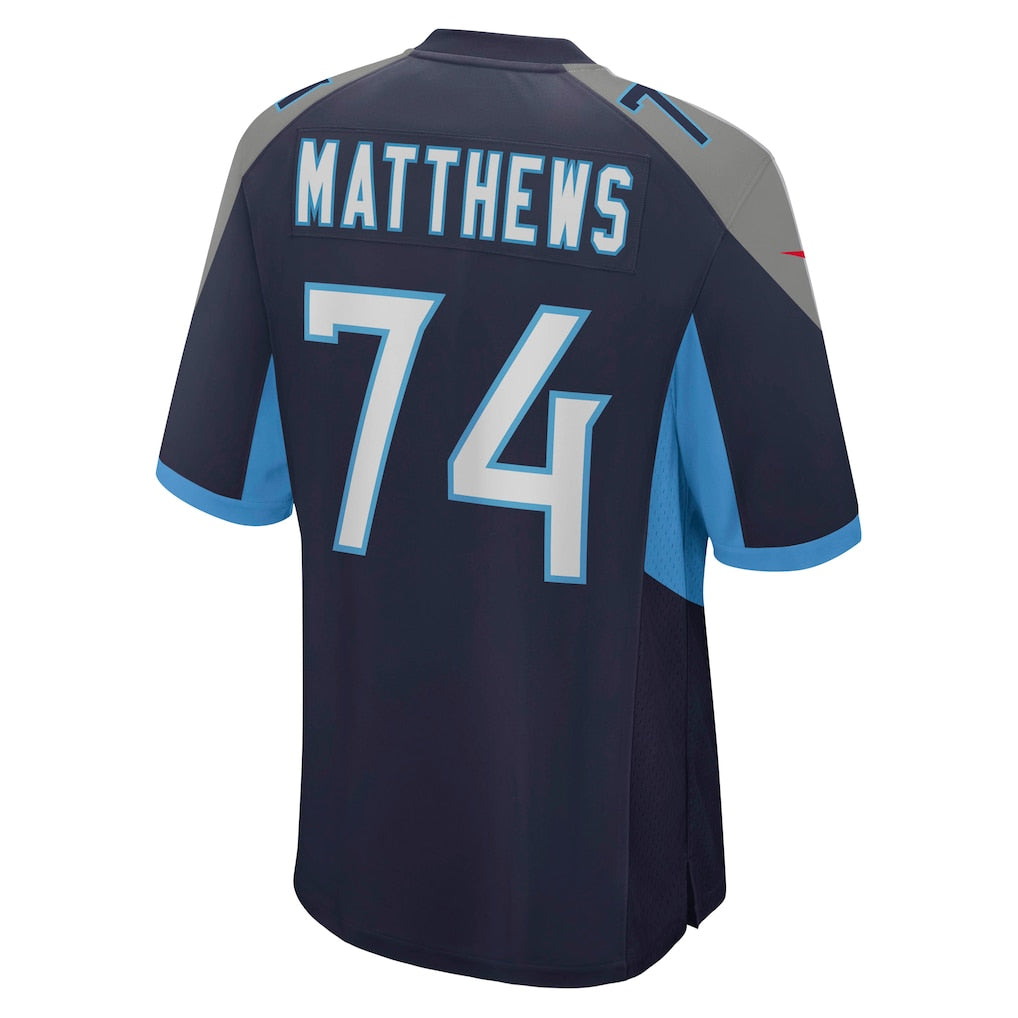Odoa T.Titans #74 Bruce Matthews Navy Retired Player Jersey