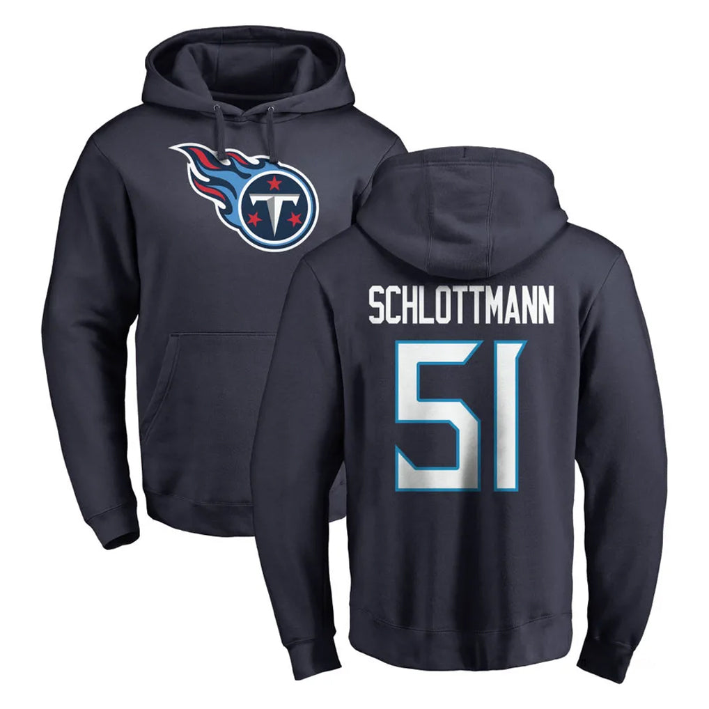 T.Titans #51 Austin Schlottmann Player Navy Logo Pullover Hoodies Home Game Odoa Stitched Jerseys
