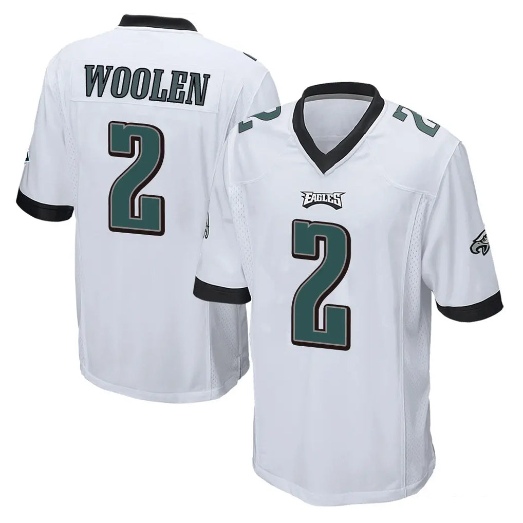 P.Eagles #2 Riq Woolen Player White Home Game Odoa Stitched Jerseys