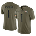 D.Broncos #1 Evan Engram Player Olive Salute To Service Limited Odoa Stitched Jerseys