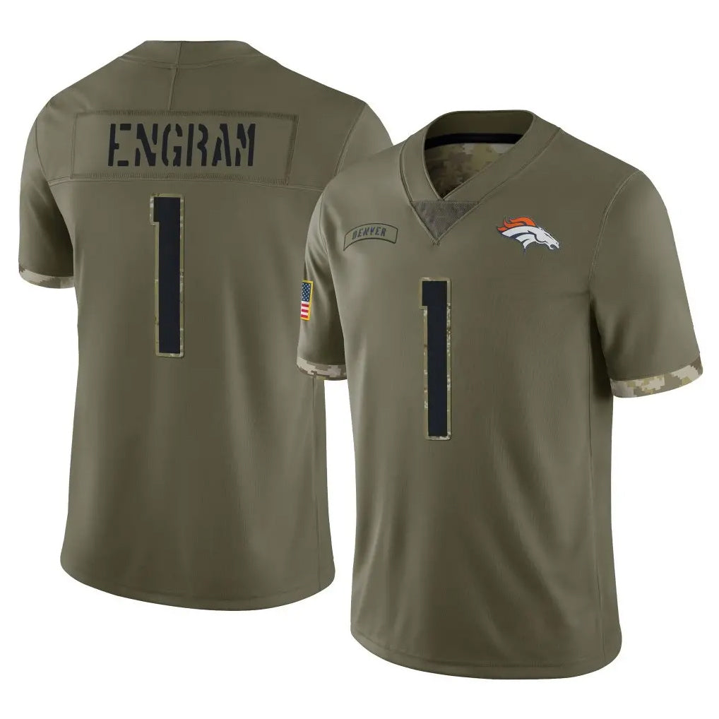 D.Broncos #1 Evan Engram Player Olive Salute To Service Limited Odoa Stitched Jerseys