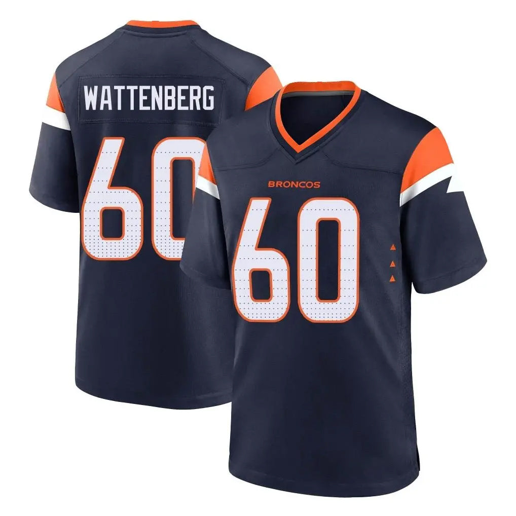 D.Broncos #60 Luke Wattenberg Player Navy Home Game Odoa Stitched Jerseys