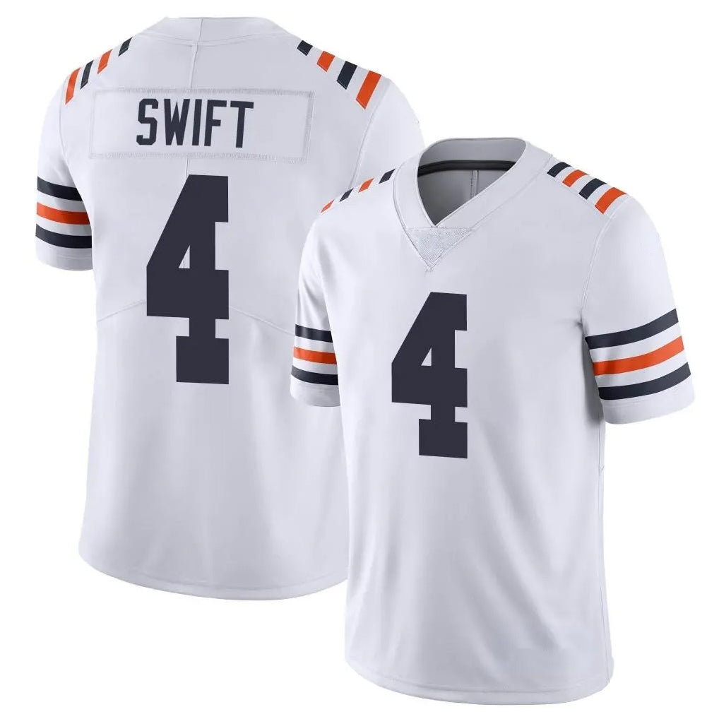 C.Bears #4 D'Andre Swift Player White Classic Vapor Limited Home Game Odoa Stitched Jerseys