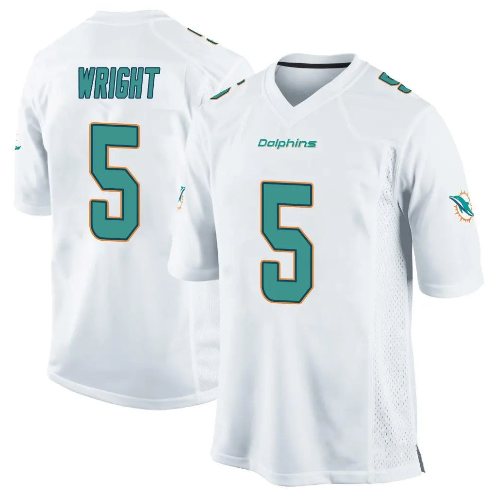 M.Dolphins #5 Jaylen Wright Player White Home Game Odoa Stitched Jerseys