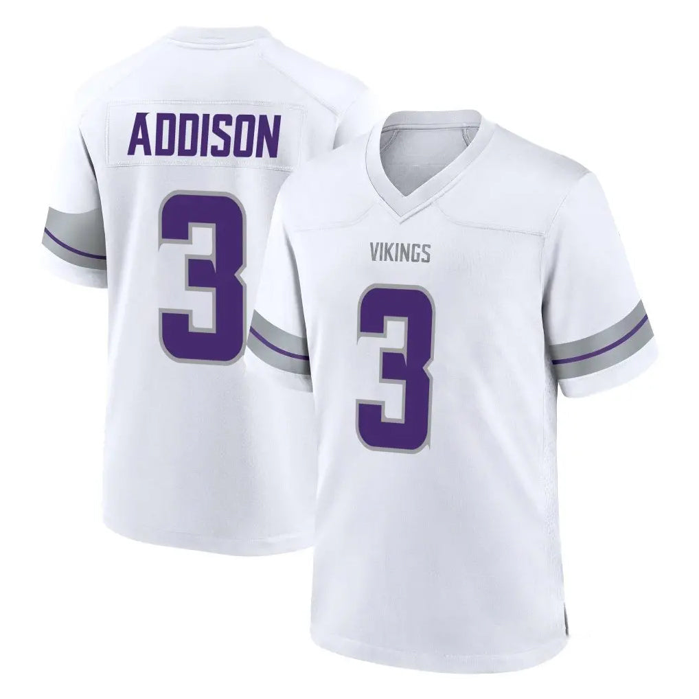 M.Vikings #3 Jordan Addison Player White Alternate Home Game Odoa Stitched Jerseys