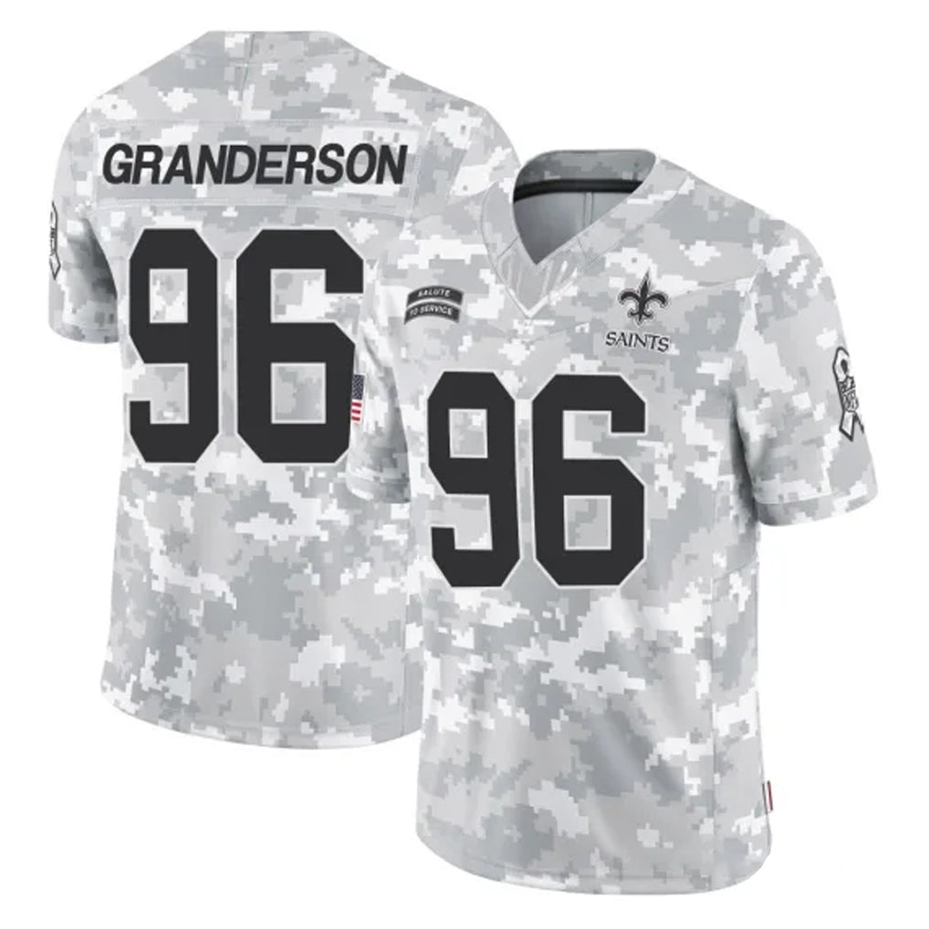 NO.Saints #96 Carl Granderson Player Arctic Camo Salute To Service Limited Game Odoa Stitched Jerseys