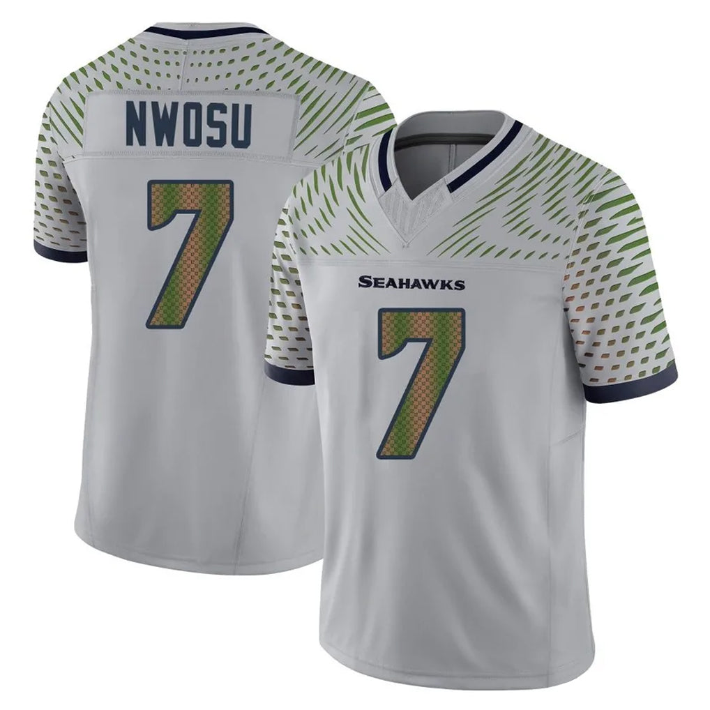 S.Seahawks #7 Uchenna Nwosu Player Grey Limited 2025 Rivalries Collection Home Game Odoa Stitched Jerseys