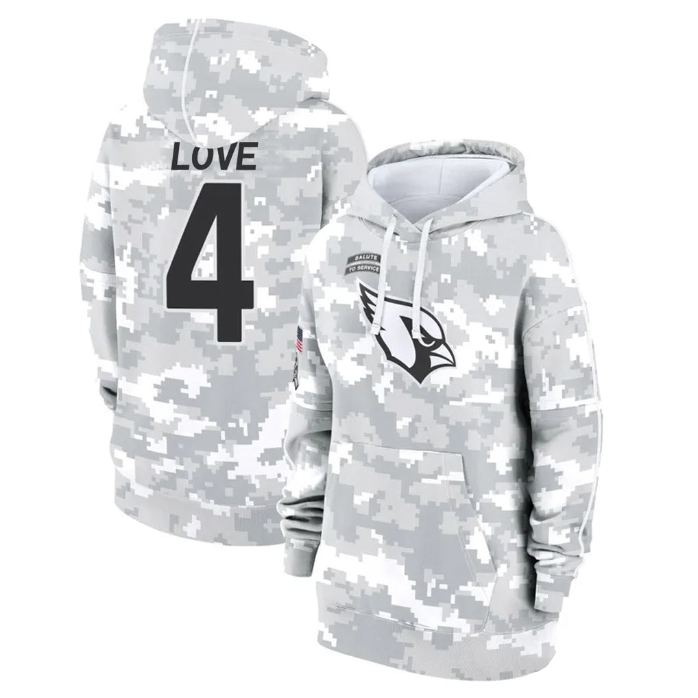 A.Cardinals #4 Jeremiyah Love Player Arctic Camo Salute to Service Hoodies Odoa Stitched Jerseys