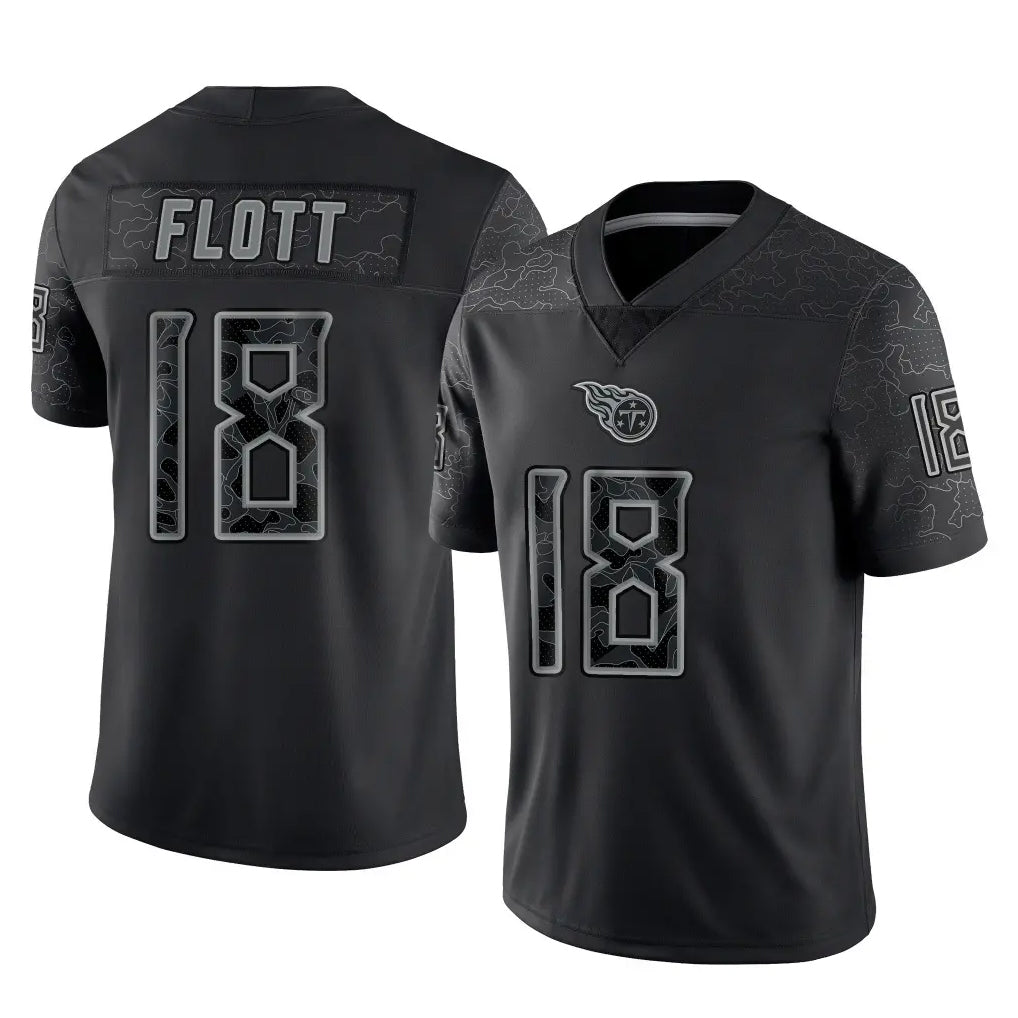 T.Titans #18 Cor'Dale Flott Player Black Limited Reflective Home Game Odoa Stitched Jerseys
