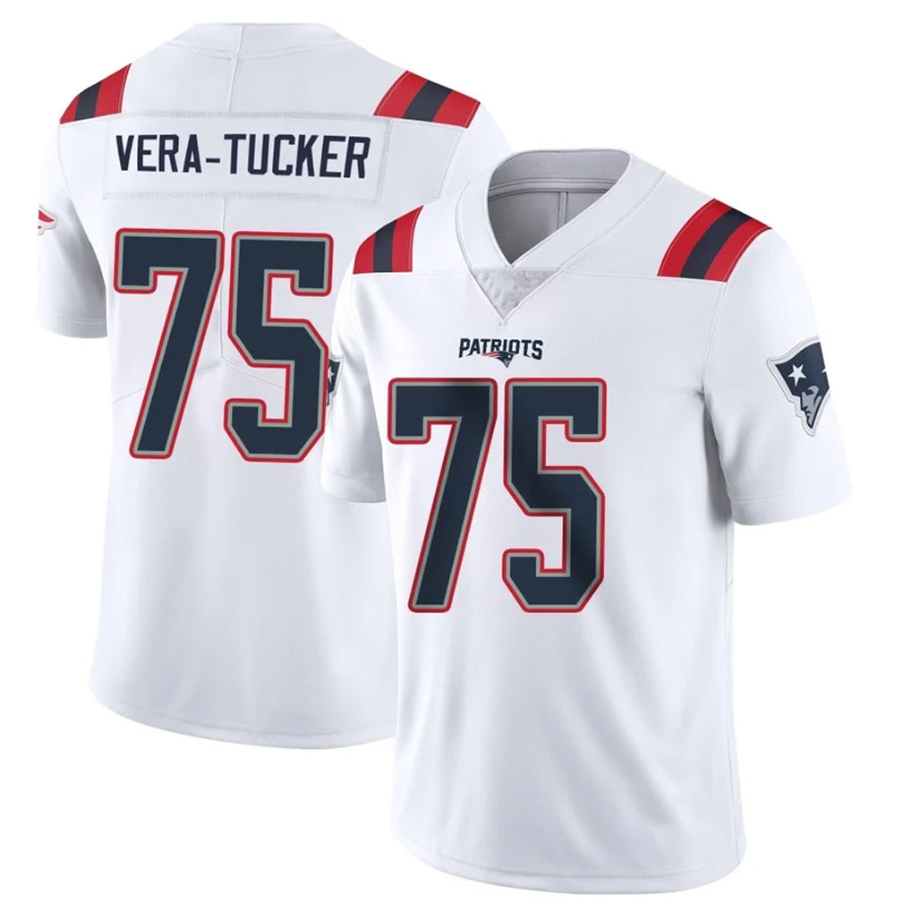 NE.Patriots #75 Alijah Vera-Tucker Player White Vapor Untouchable Home Game Odoa Stitched Jerseys