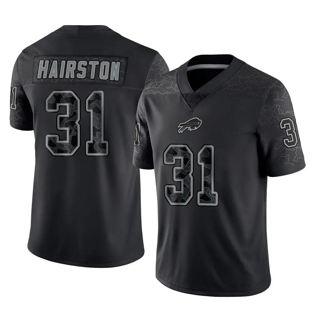 B.Bills #31 Maxwell Hairston Player Black RFLCTV Limited Odoa Stitched Jerseys