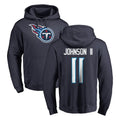 T.Titans #11 Jermaine Johnson II Player Navy Logo Pullover Hoodies Home Game Odoa Stitched Jerseys