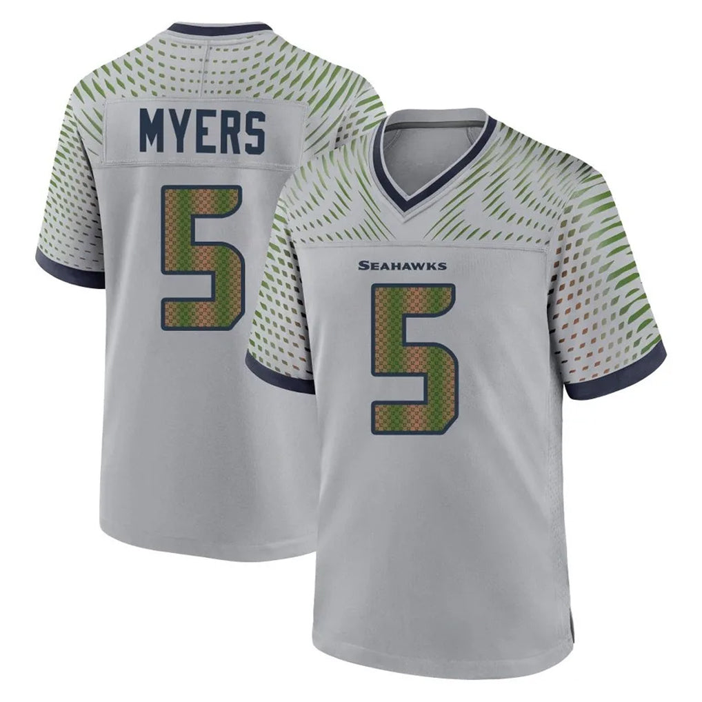 S.Seahawks #5 Jason Myers Player Grey 2025 Rivalries Collection Home Game Odoa Stitched Jerseys