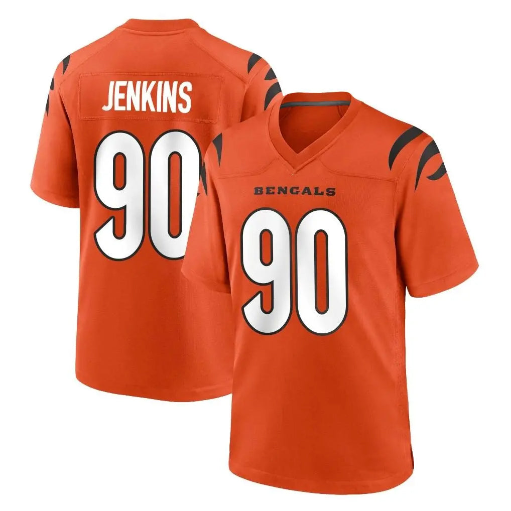 C.Bengals #90 Kris Jenkins Jr Player Orange Home Game Odoa Stitched Jerseys