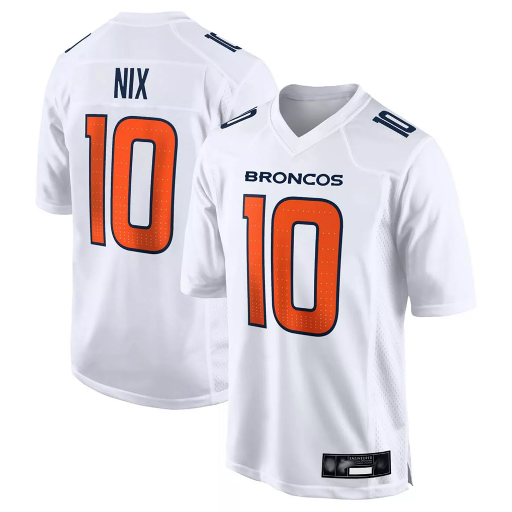 D.Broncos #10 Bo Nix Player White Fashion Limited Game Odoa Stitched Jerseys