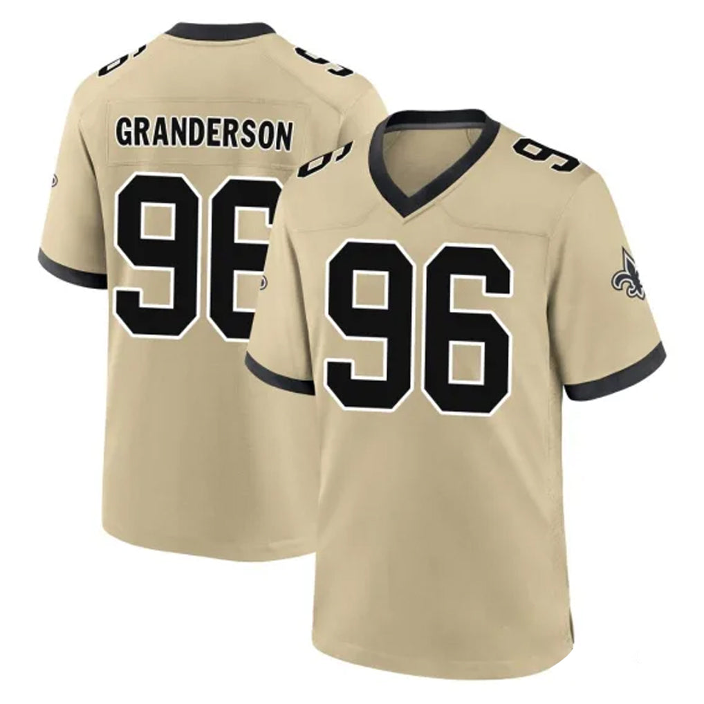 NO.Saints #96 Carl Granderson Player Gold Home Game Odoa Stitched Jerseys