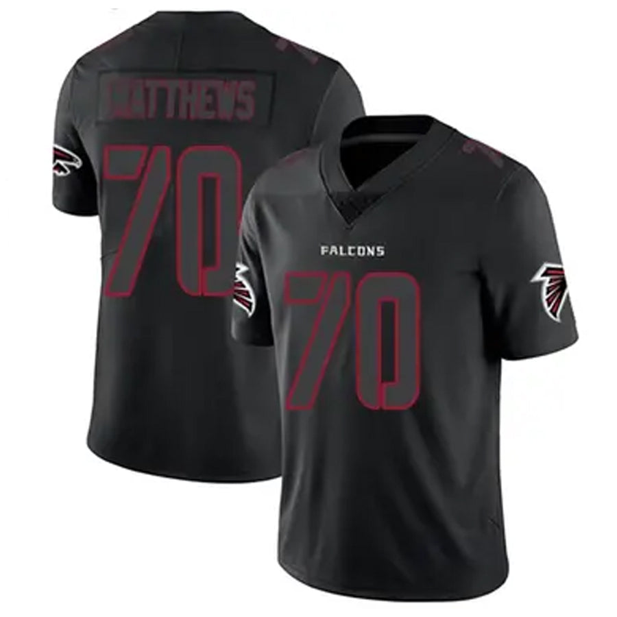 A.Falcons #70 Jake Matthews Player Black Limited Elite Game Odoa Stitched Jerseys