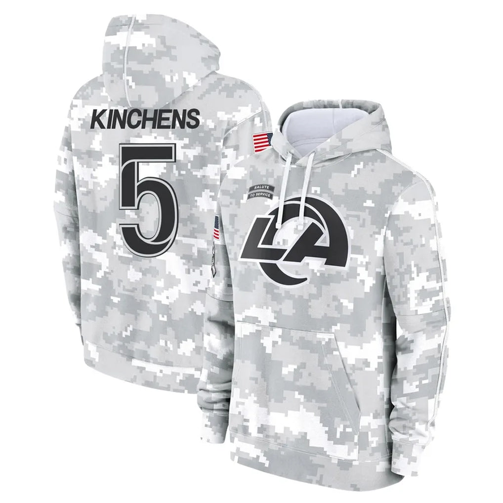 LA.Rams #5 Kamren Kinchens Player Arctic Camo Salute to Service Hoodies Limited Game Odoa Stitched Jerseys