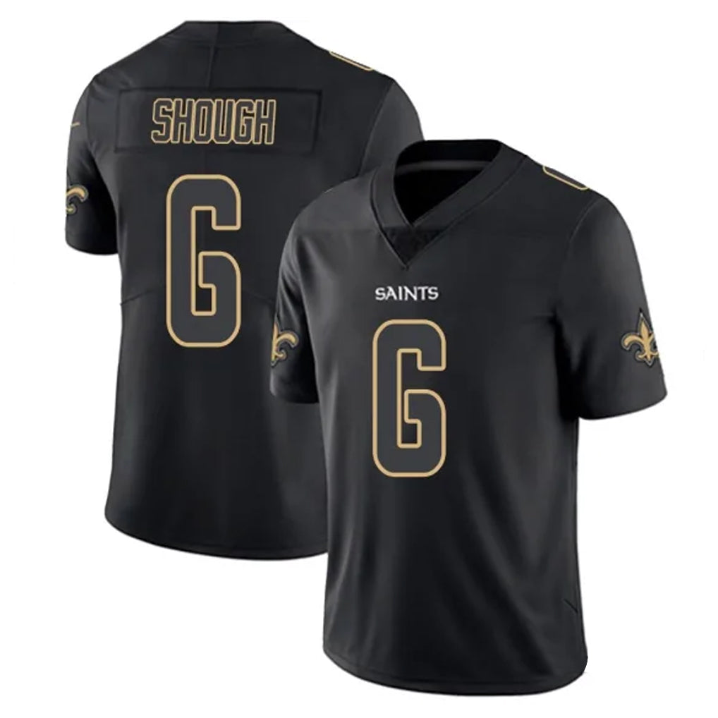 NO.Saints #6 Tyler Shough Player Black Impact Limited Home Game Odoa Stitched Jerseys