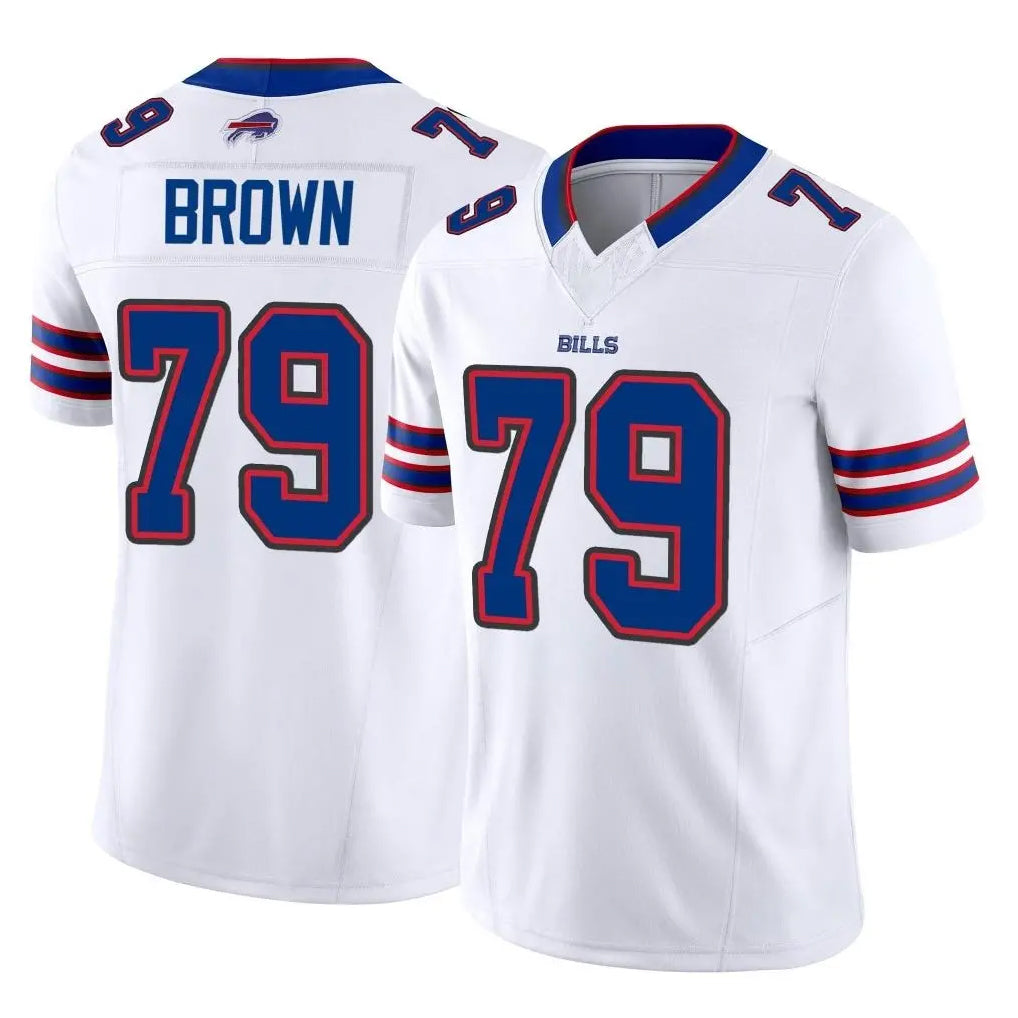 B.Bills #79 Spencer Brown Player White Vapor F.U.S.E. Jersey Limited Home Game Odoa Stitched Jerseys