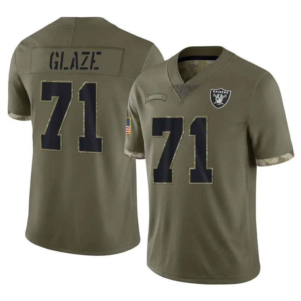 LV.Raiders #71 DJ Glaze Player Olive Salute To Service Limited Odoa Stitched Jerseys