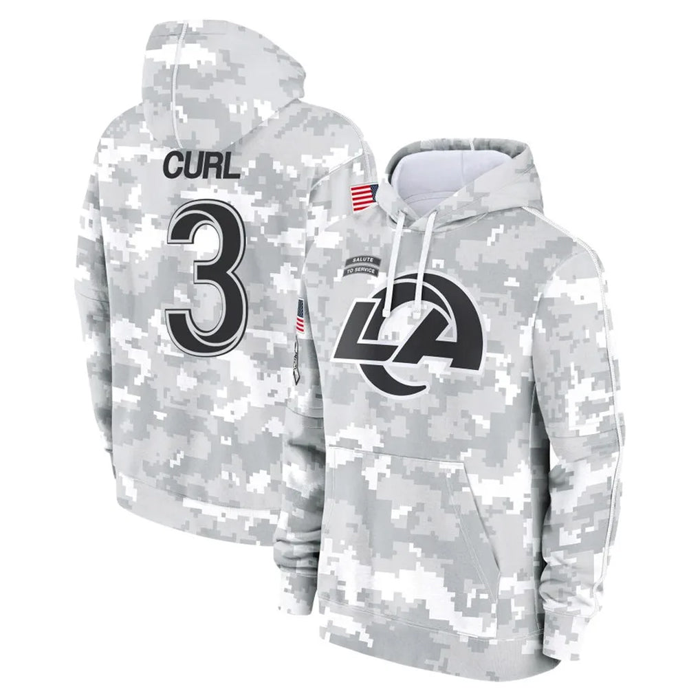 LA.Rams #3 Kam Curl Player Arctic Camo Salute to Service Hoodies Limited Game Odoa Stitched Jerseys