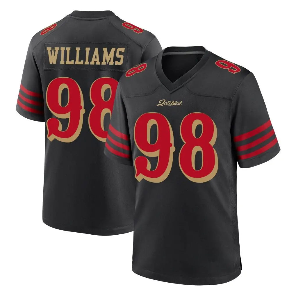 SF.49ers #98 Mykel Williams Player Black Rivalries Collection Home Game Odoa Stitched Jerseys