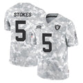 LV.Raiders #5 Eric Stokes Player Arctic Camo Salute To Service Limited Game Odoa Stitched Jerseys
