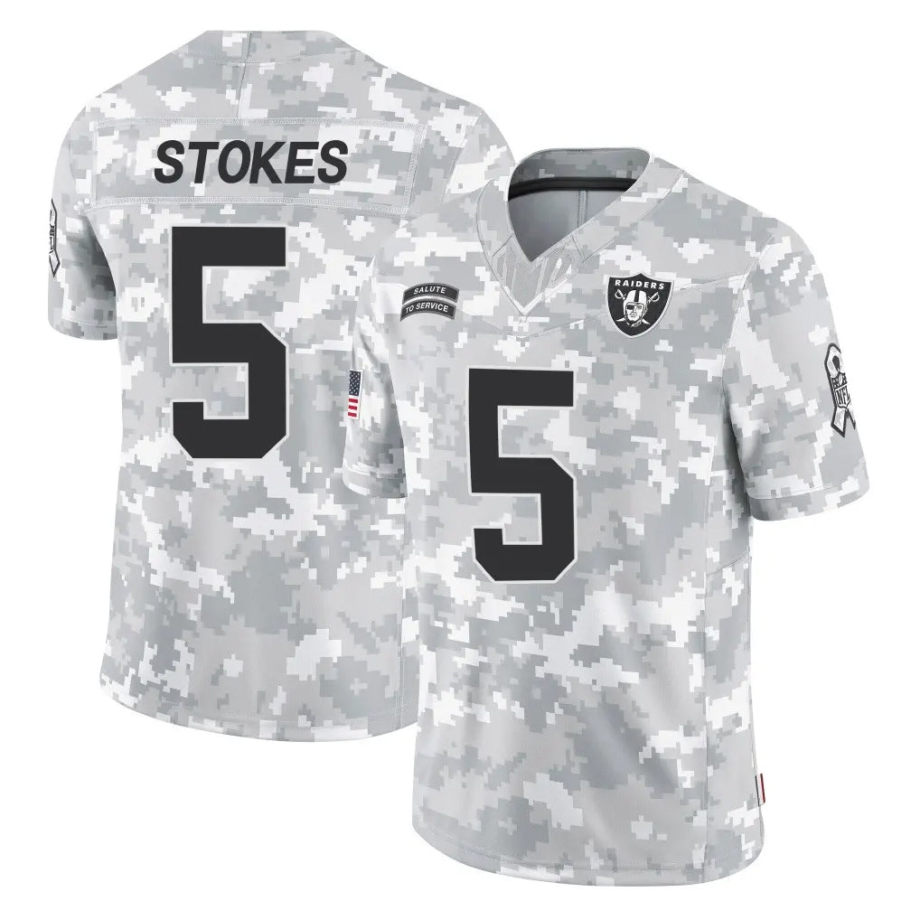 LV.Raiders #5 Eric Stokes Player Arctic Camo Salute To Service Limited Game Odoa Stitched Jerseys