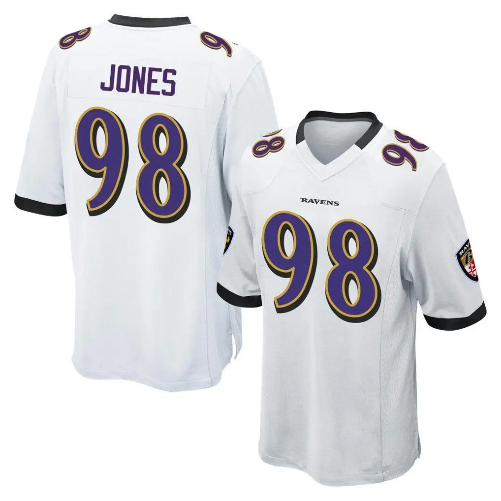 B.Ravens #98 Travis Jones Player White Home Game Odoa Stitched Jerseys