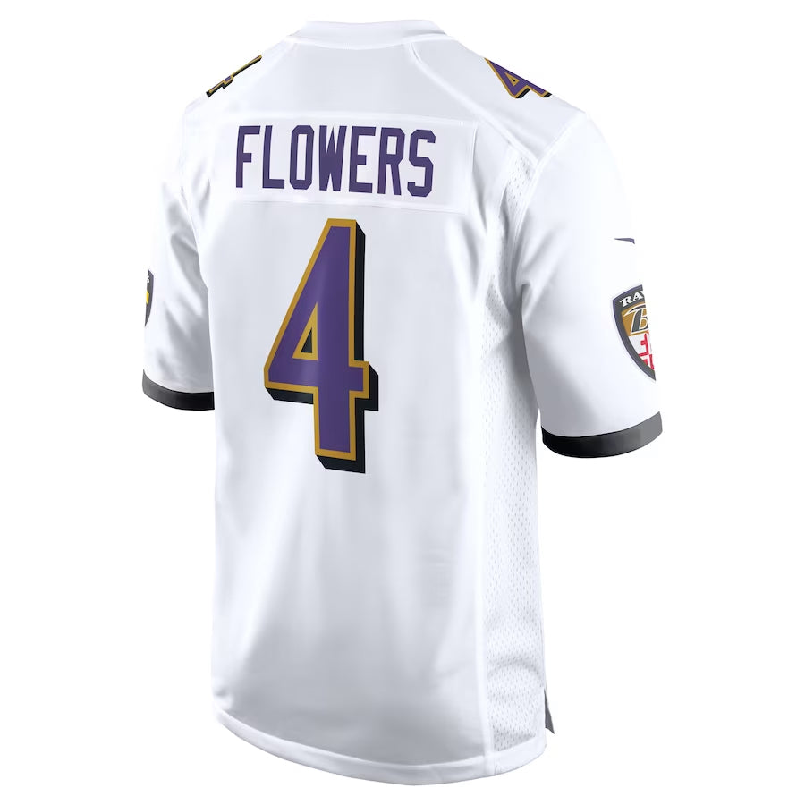 B.Ravens #4 Zay Flowers Player White Alternate Home Game Odoa Stitched Jerseys