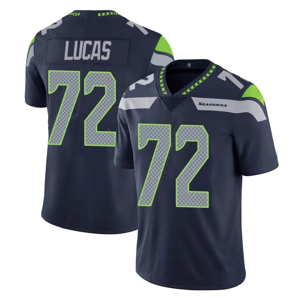 S.Seahawks #72 Abraham Lucas Player Navy Limited Vapor Untouchable Home Game Odoa Stitched Jerseys