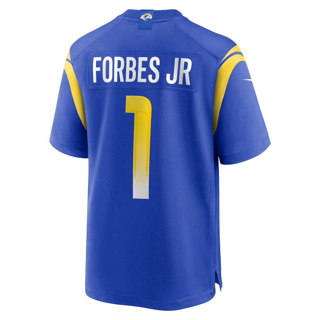 Odoa LA.Rams #1 Emmanuel Forbes Jr. Royal Team Game Jersey