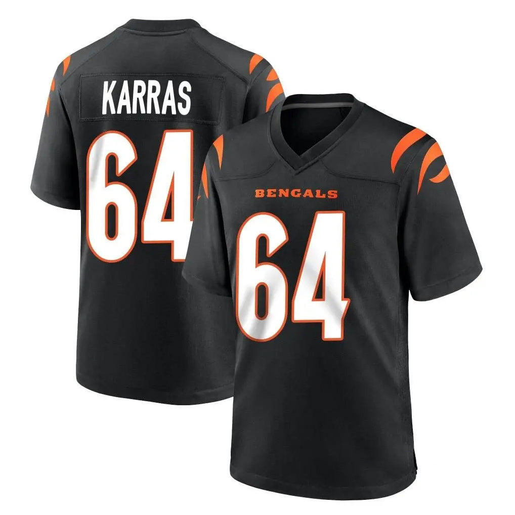C.Bengals #64 Ted Karras Player Black Home Game Odoa Stitched Jerseys