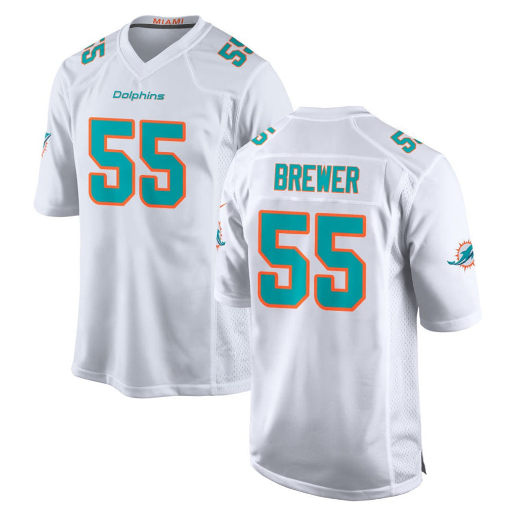M.Dolphins #55 Aaron Brewer Player White Limited Home Game Odoa Stitched Jerseys