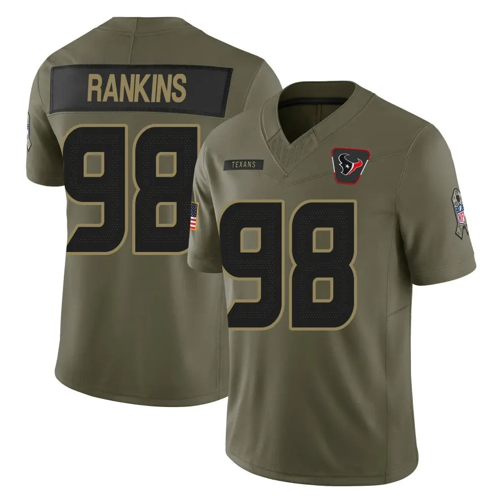 H.Texans #98 Sheldon Rankins Player Olive 2025 Salute To Service Limited Game Odoa Stitched Jerseys