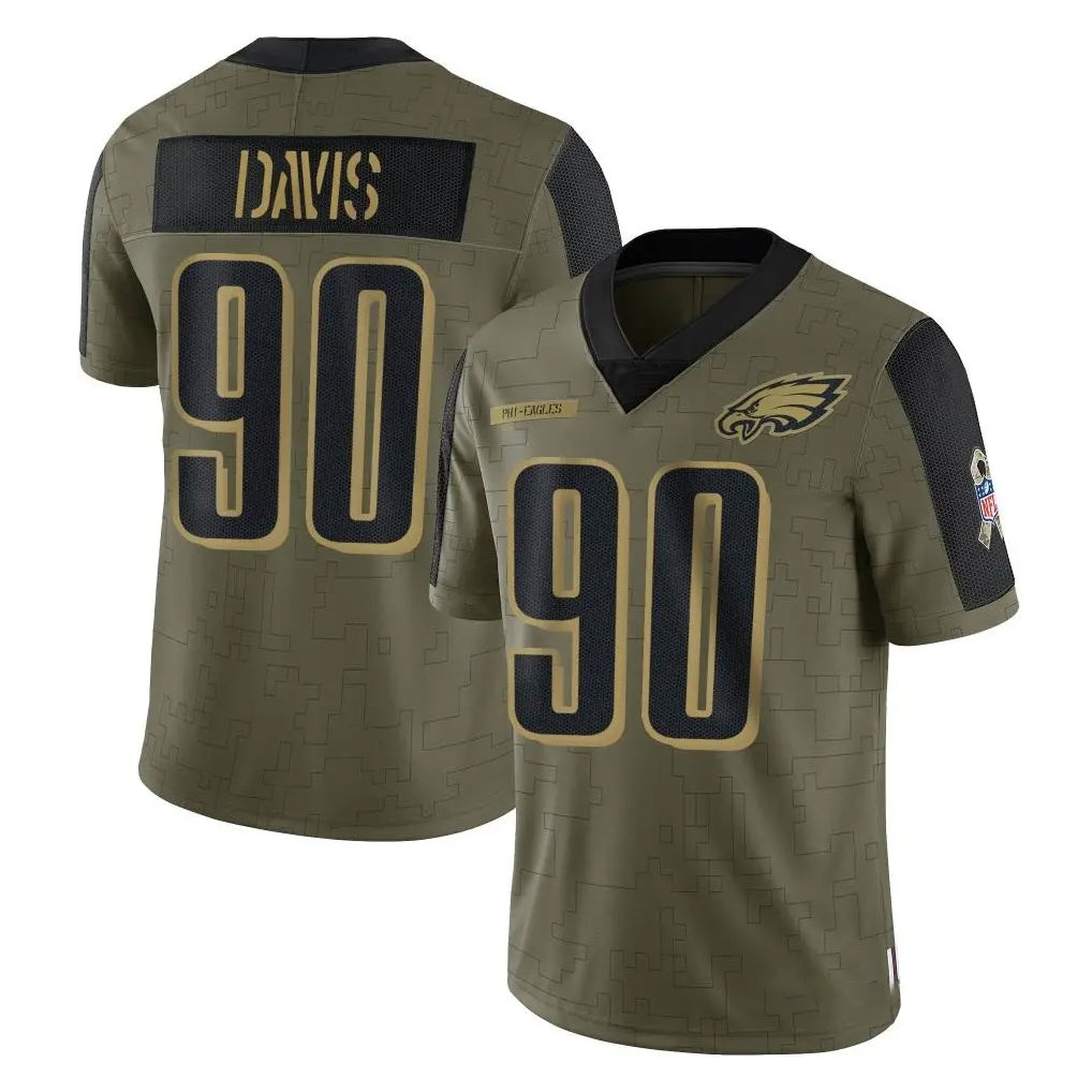 P.Eagles #90 Jordan Davis Player Olive Salute To Service Limited Game Odoa Stitched Jerseys