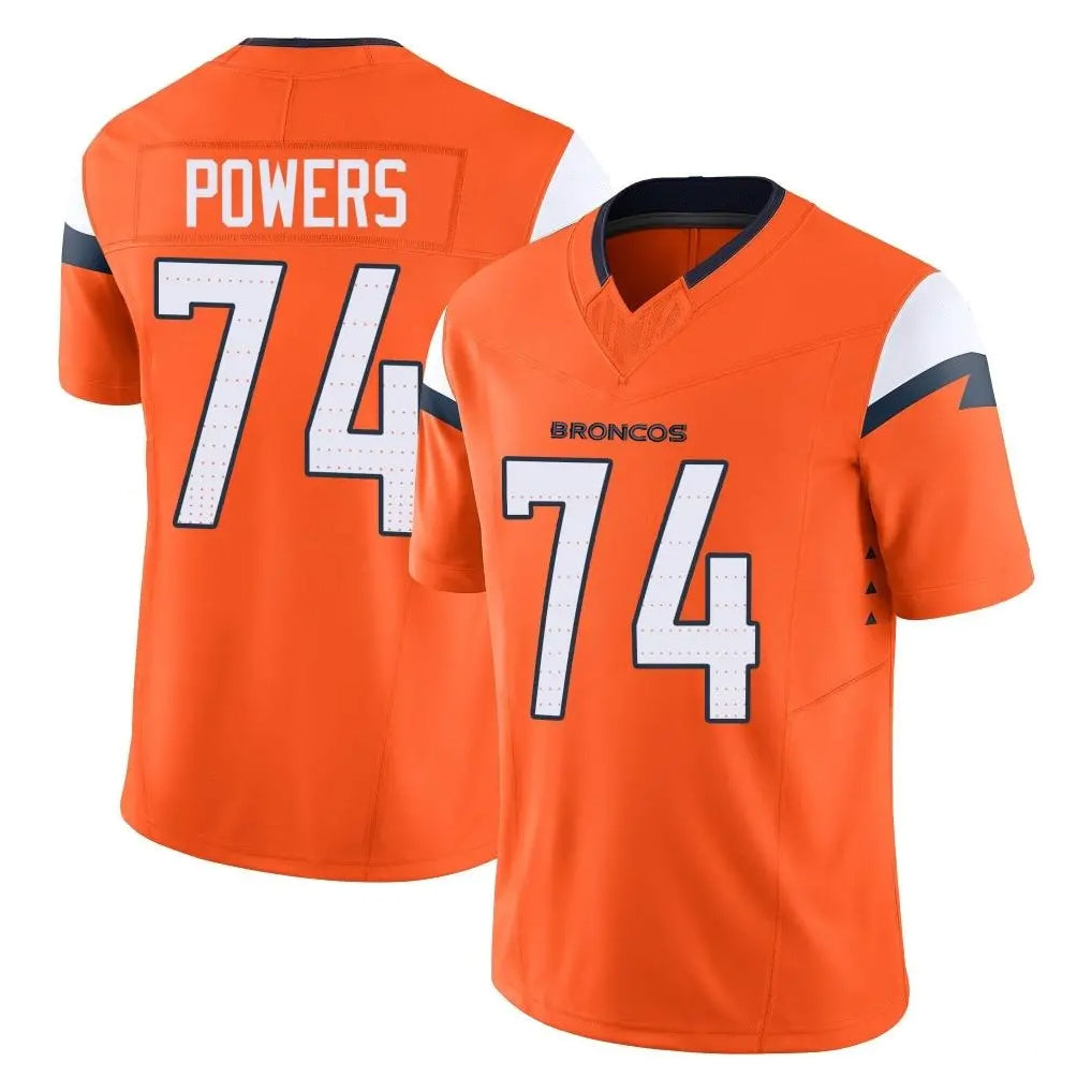 D.Broncos #74 Ben Powers Player Orange Vapor F.U.S.E. Limited Home Game Odoa Stitched Jerseys