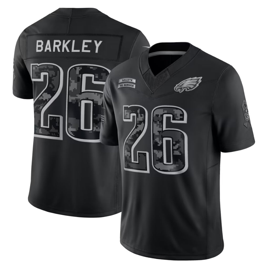 Odoa P.Eagles #26 Saquon Barkley Player Black Limited 2026 Salute to Service Home Game Stitched Jerseys
