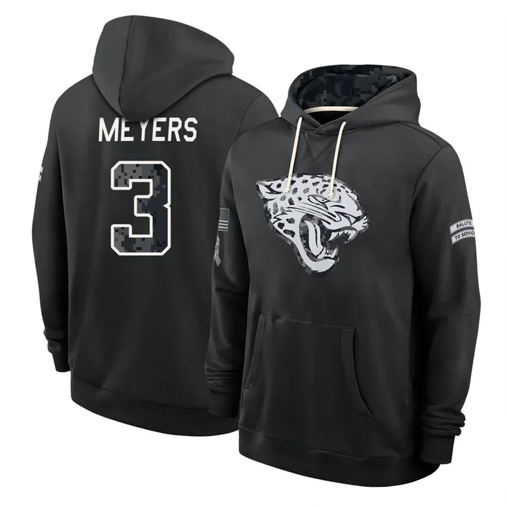 J.Jaguars #3 Jakobi Meyers Player 2026 Black Logo Pullover Hoodies Limited Game Odoa Stitched Jerseys