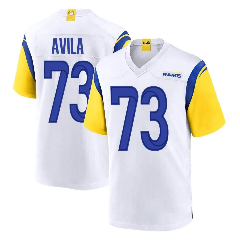 LA.Rams #73 Steve Avila Player White Home Game Odoa Stitched Jerseys