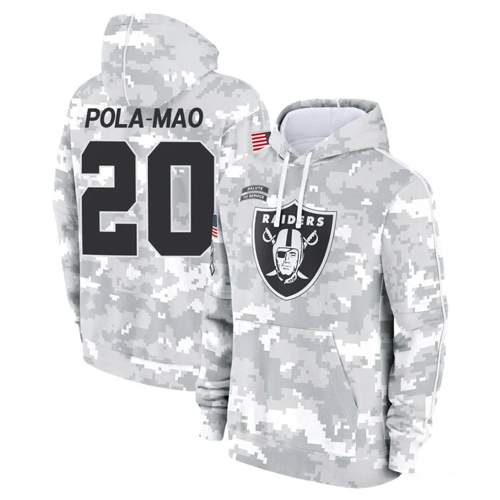 LV.Raiders #20 Isaiah Pola-Mao Player Arctic Camo Salute to Service Hoodies Limited Game Odoa Stitched Jerseys