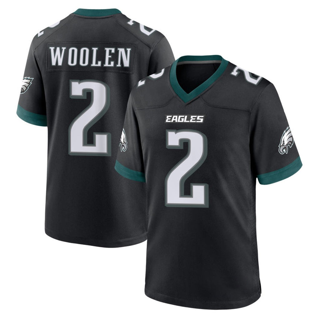 P.Eagles #2 Riq Woolen Player Black Game Home Odoa Stitched Jerseys