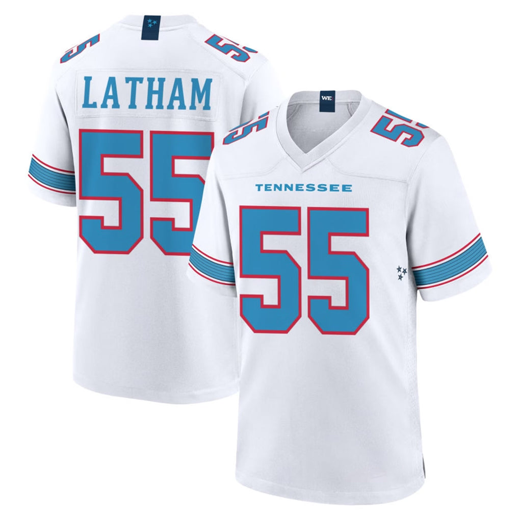 T.Titans #55 JC Latham Player White 2026 Game Home Odoa Stitched Jerseys