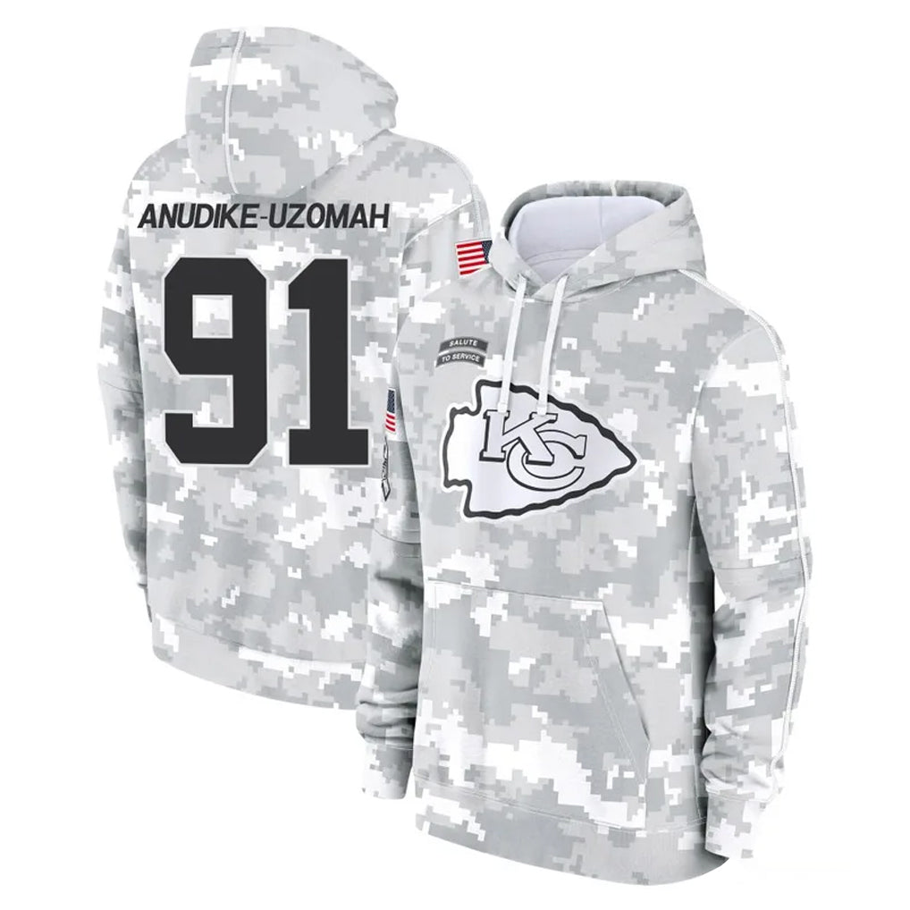 KC.Chiefs #91 Felix Anudike-Uzomah Player Arctic Camo Salute to Service Hoodies Limited Game Stitched Jerseys