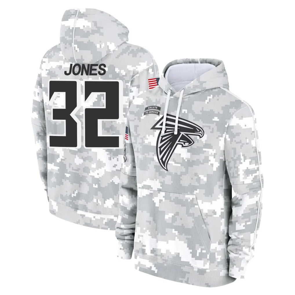 A.Falcons #32 Cash Jones Player Camo Arctic Salute to Service Hoodies Limited Odoa Stitched Jerseys